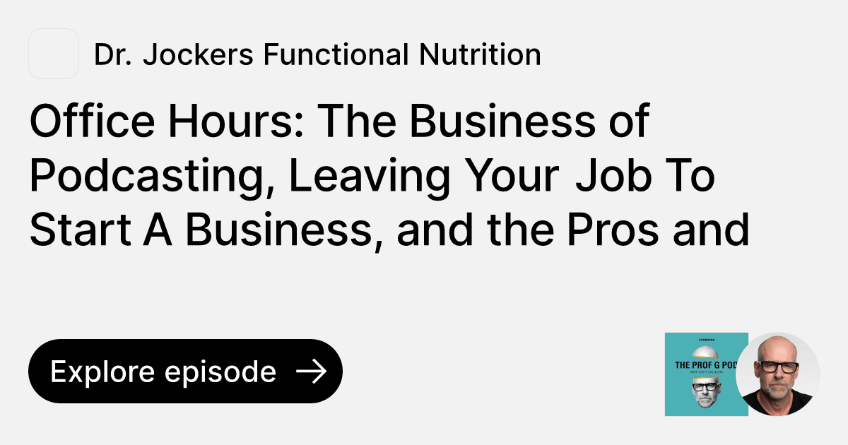 Episode Office Hours The Business of Podcasting, Leaving Your Job To